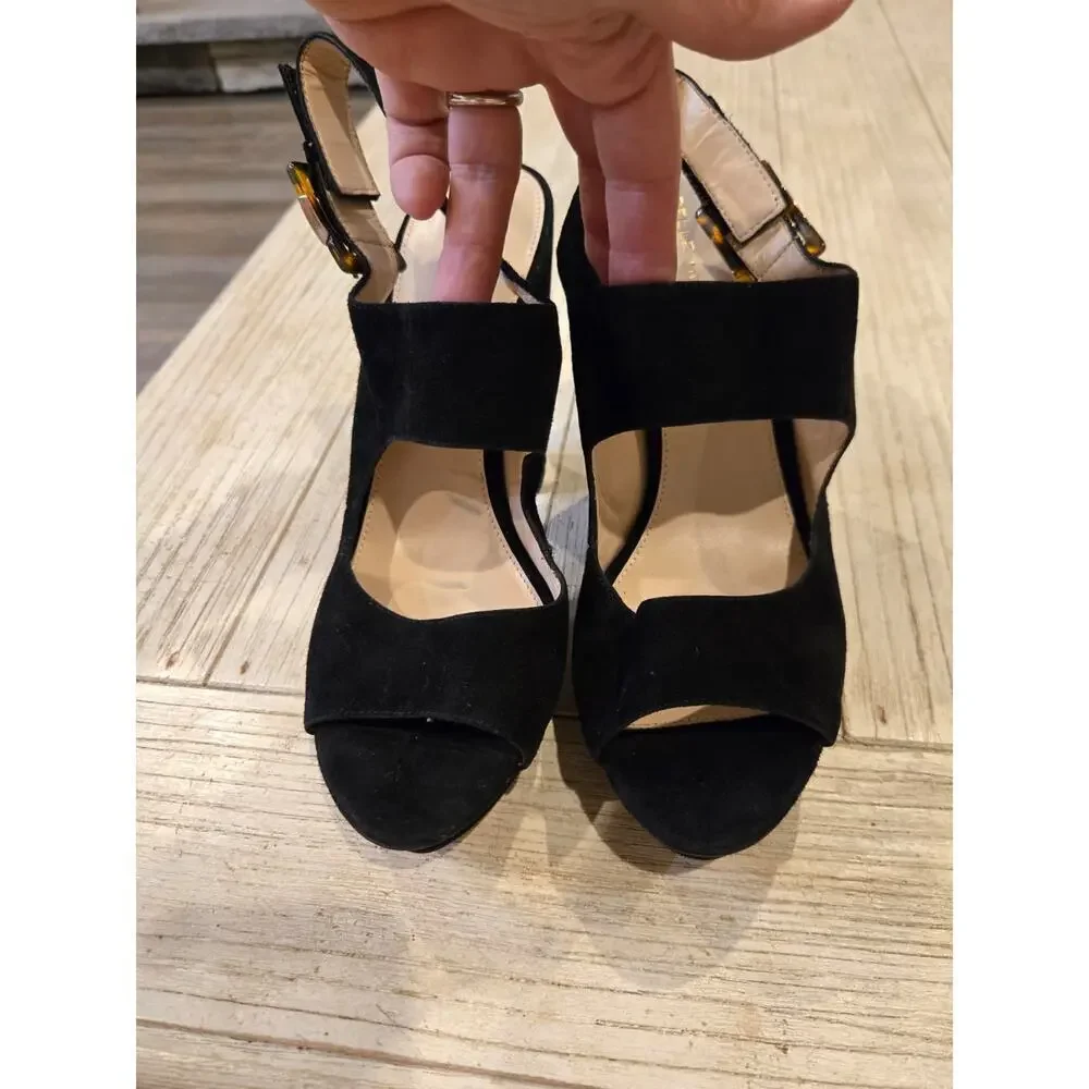 Pelle Moda Women's Black Suede Ankle Strap Heels Size 11M